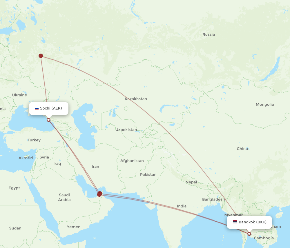 AER-BKK flight routes