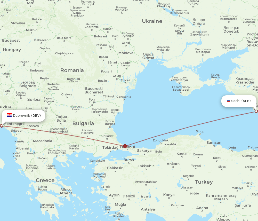 AER-DBV flight routes