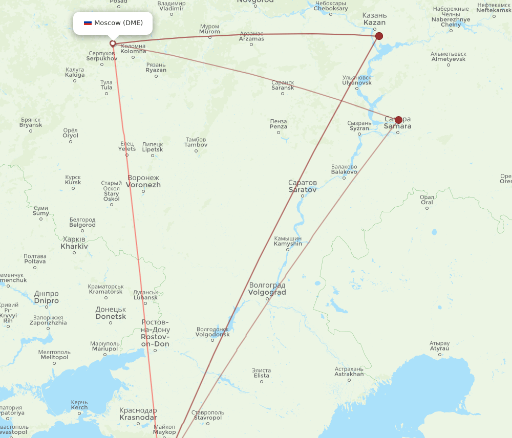 AER to DME flights and routes map