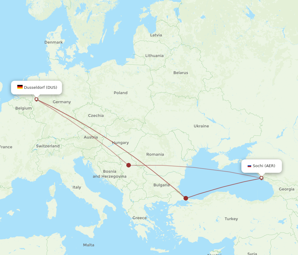 AER-DUS flight routes