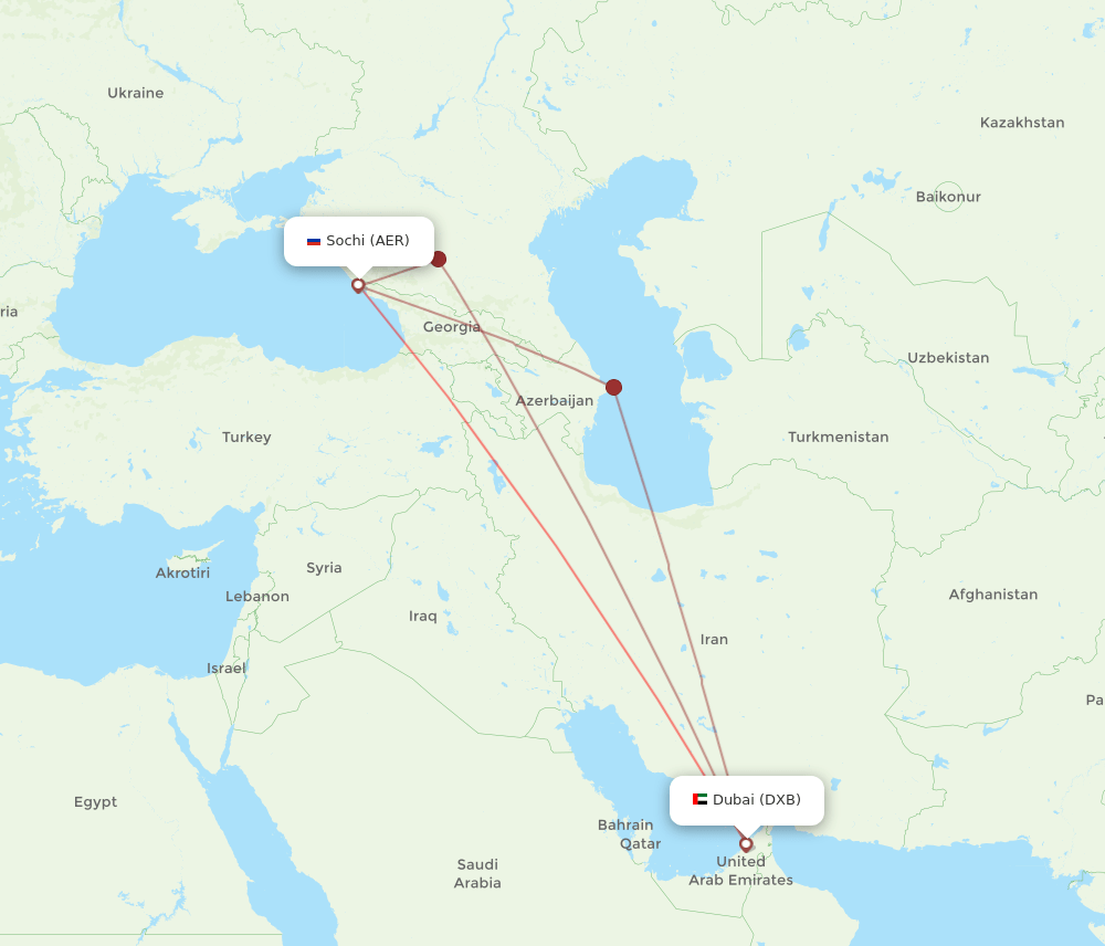 AER-DXB flight routes