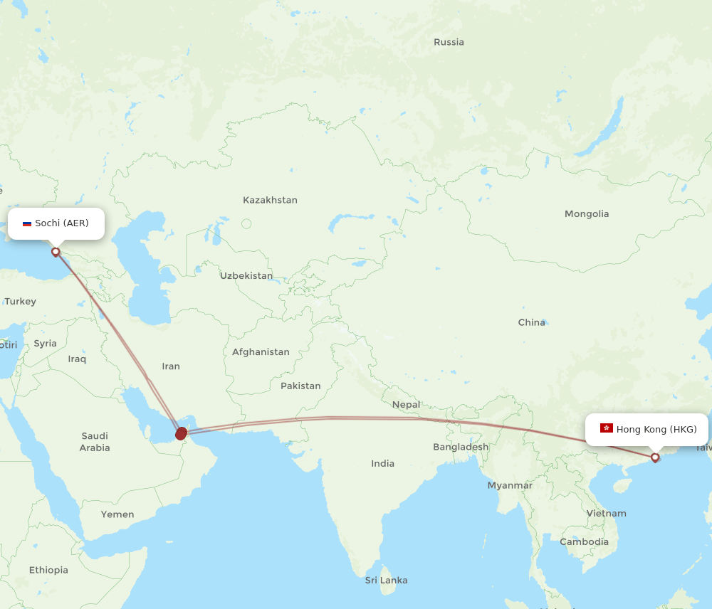 AER-HKG flight routes