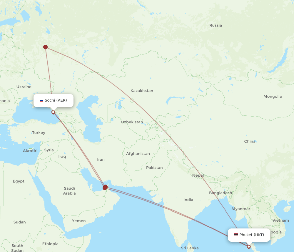 AER-HKT flight routes