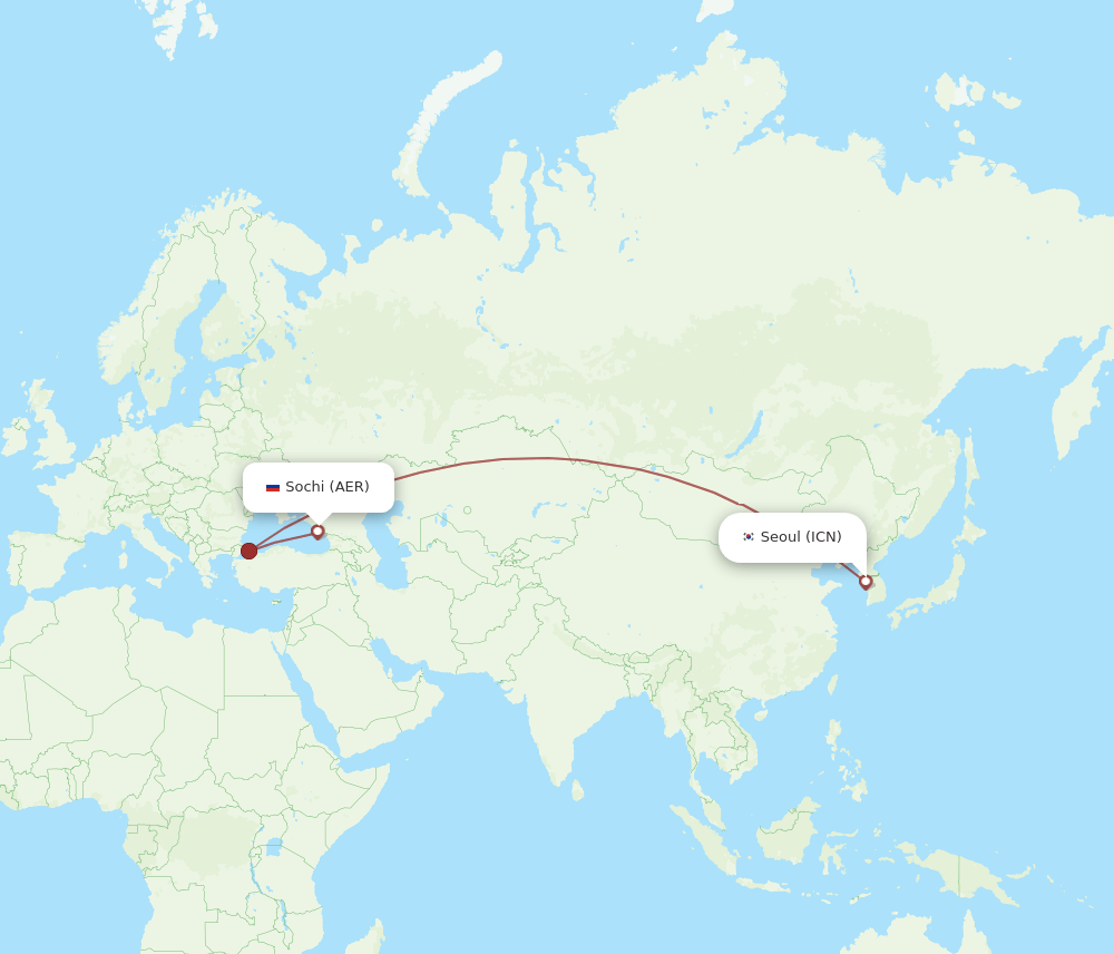AER-ICN flight routes