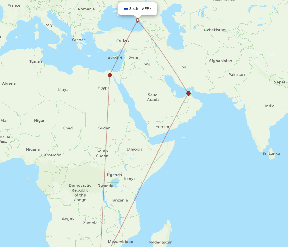 AER-JNB flight routes