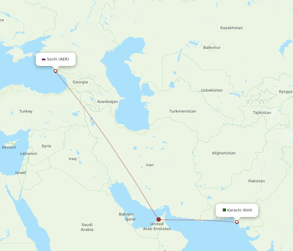 AER-KHI flight routes