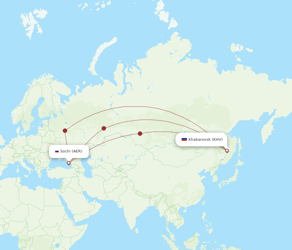 AER to KHV flights and routes map