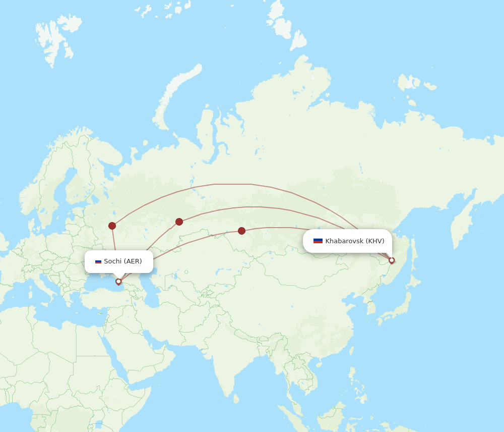 AER to KHV flights and routes map