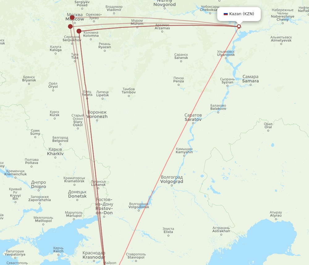 AER-KZN flight routes