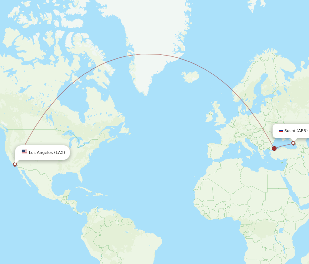 AER-LAX flight routes
