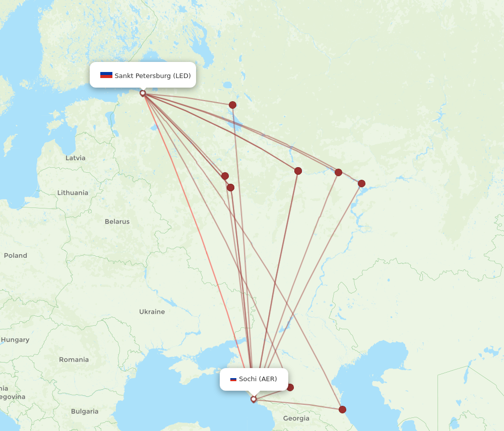 AER to LED flights and routes map