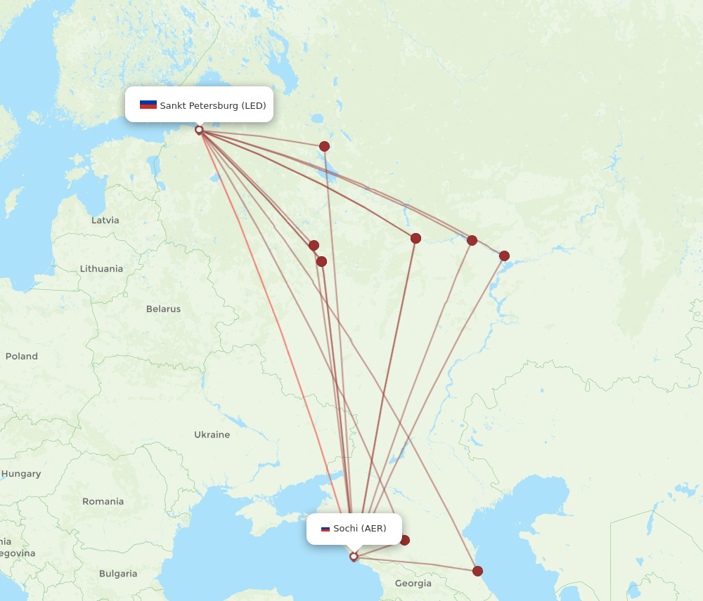 AER-LED flight routes