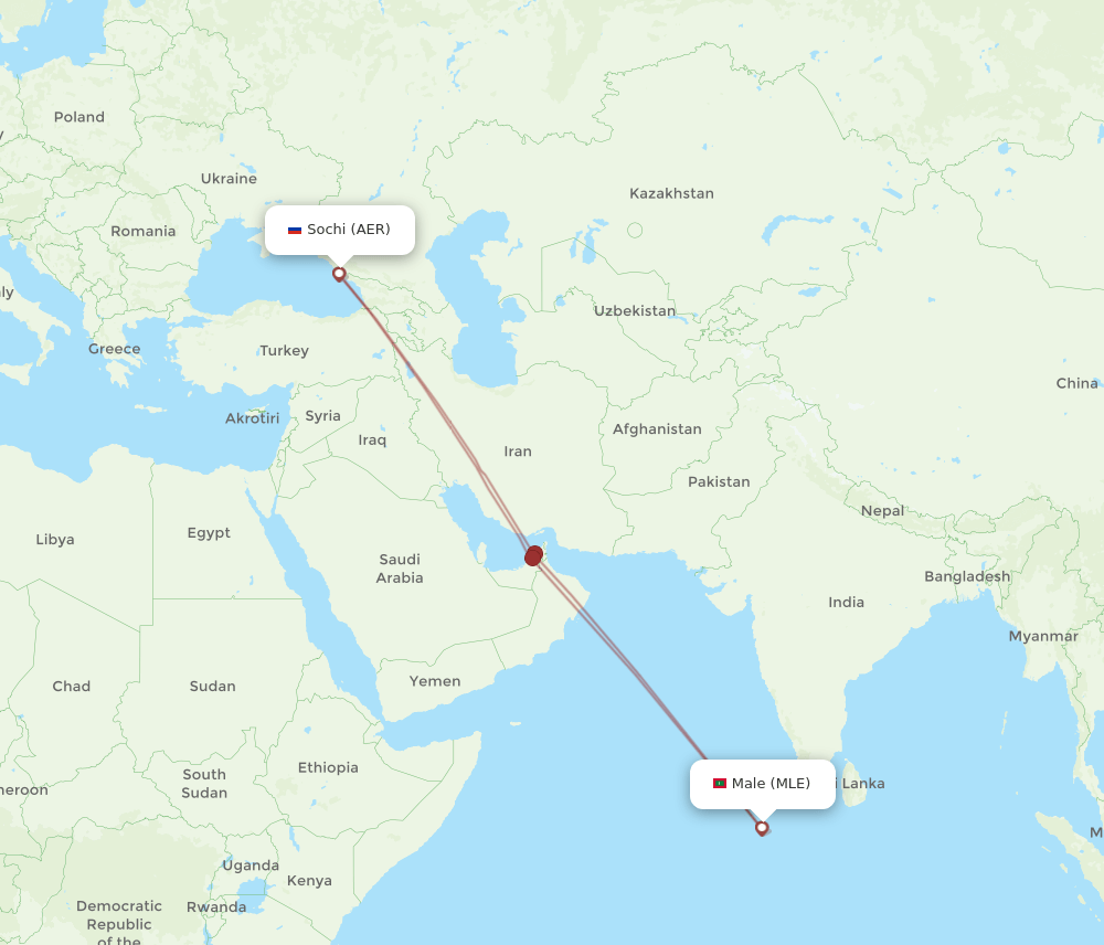 AER-MLE flight routes