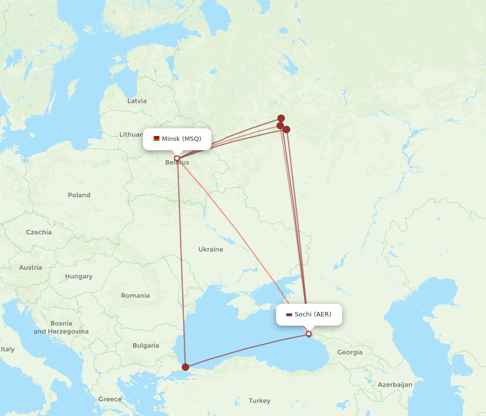 AER-MSQ flight routes