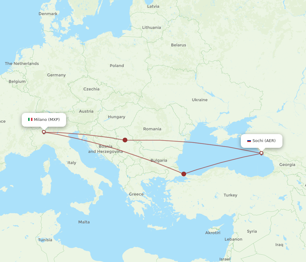 AER-MXP flight routes