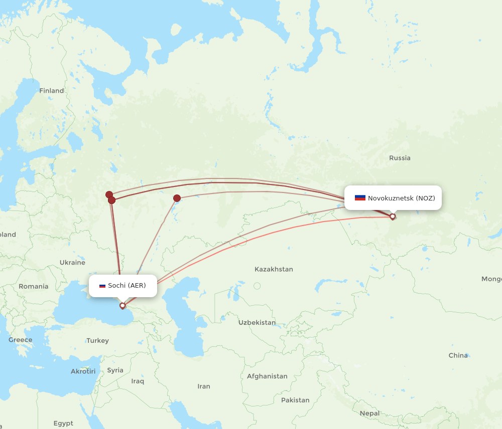AER-NOZ flight routes