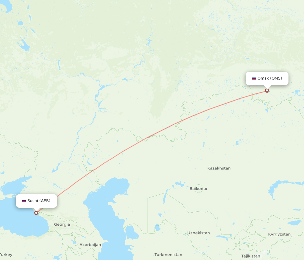 AER to OMS flights and routes map