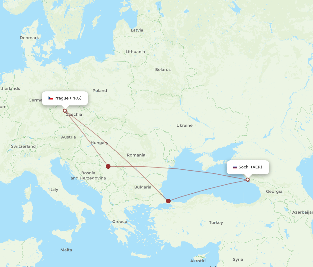 AER-PRG flight routes