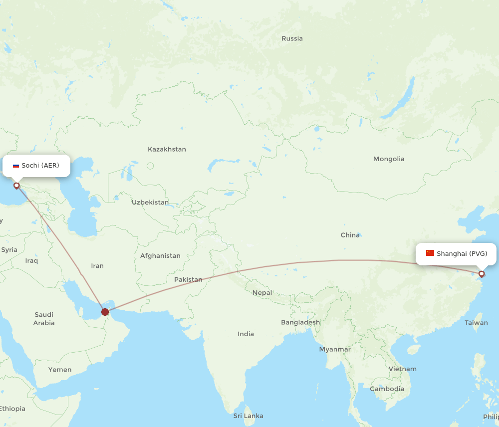 AER-PVG flight routes