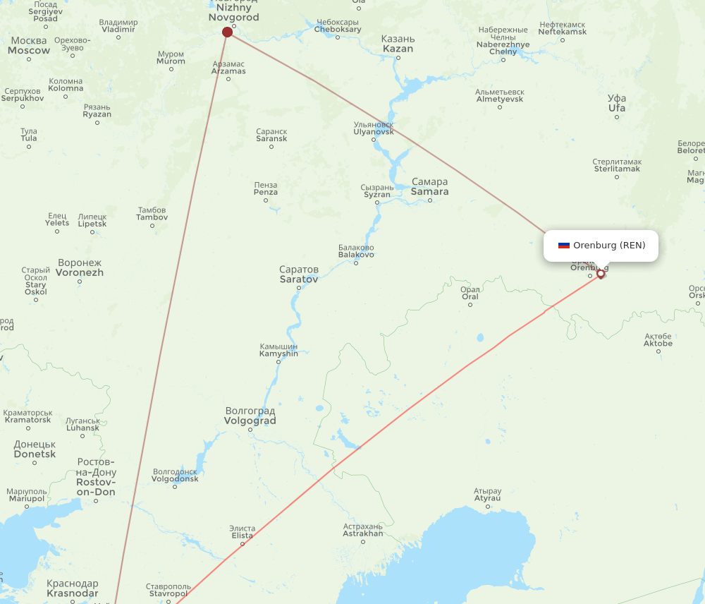 AER to REN flights and routes map