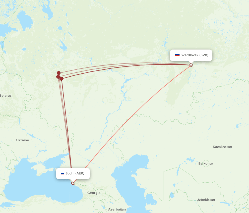 AER-SVX flight routes