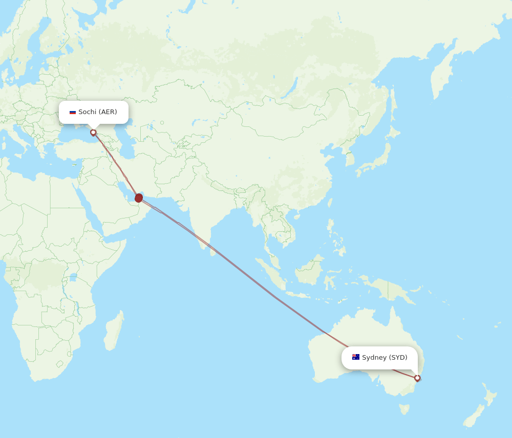 AER-SYD flight routes