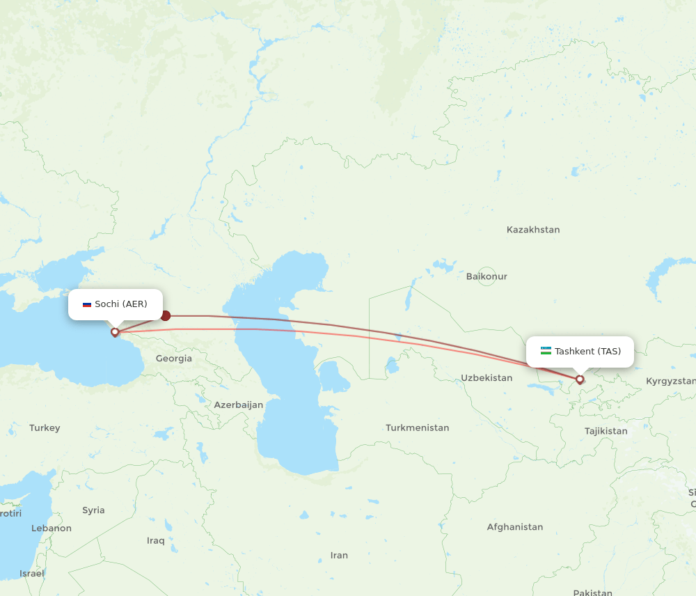 AER-TAS flight routes