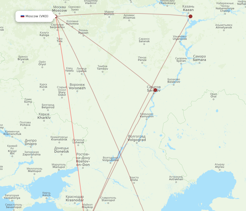 AER to VKO flights and routes map