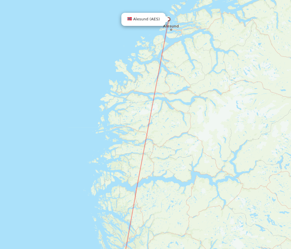 Aalesund - Bergen route map and flight paths
