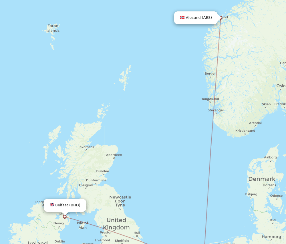 AES to BHD flights and routes map