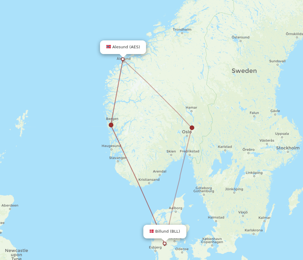 AES-BLL flight routes