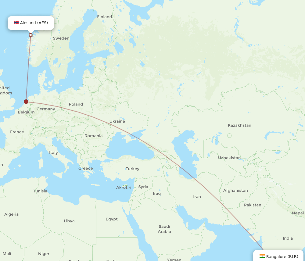 AES-BLR flight routes