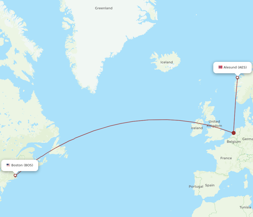 AES-BOS flight routes