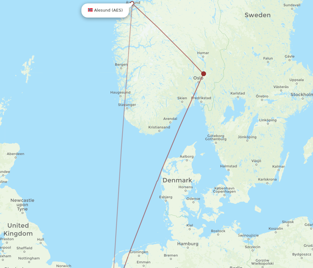 AES-BRU flight routes