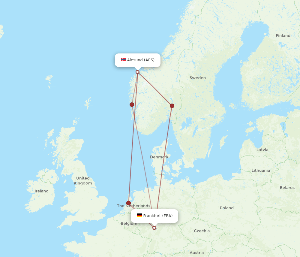 AES-FRA flight routes