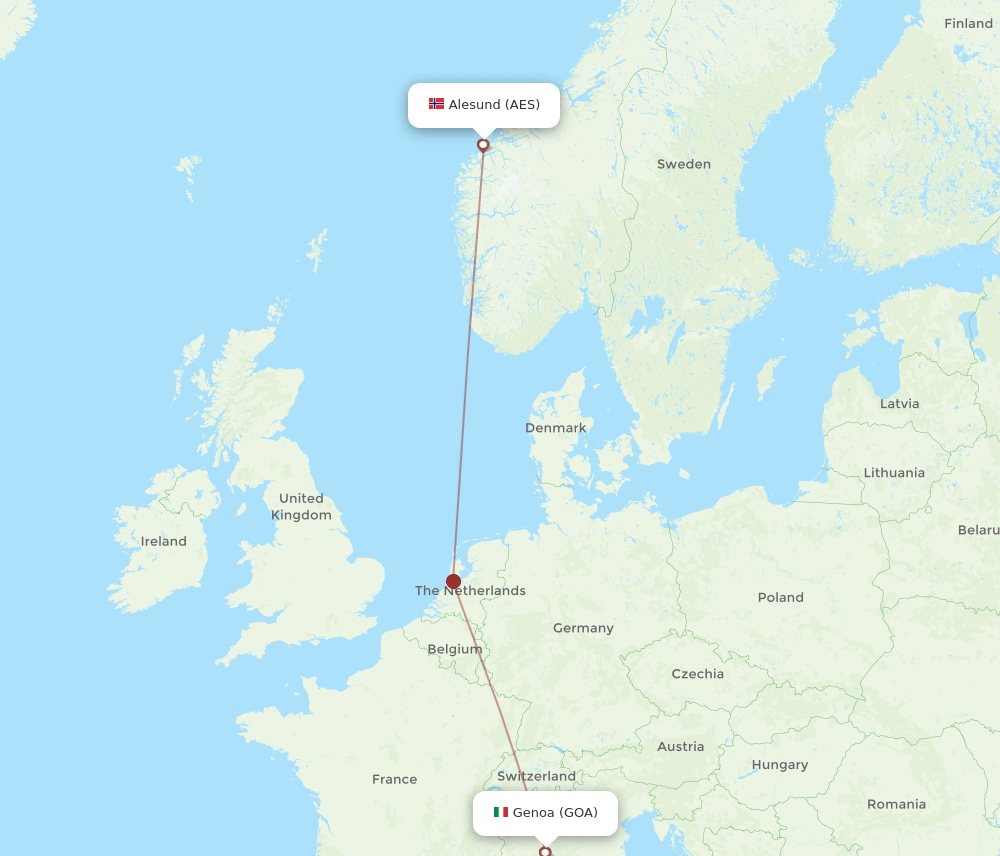 AES to GOA flights and routes map