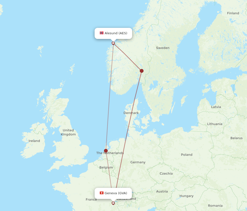 AES to GVA flights and routes map