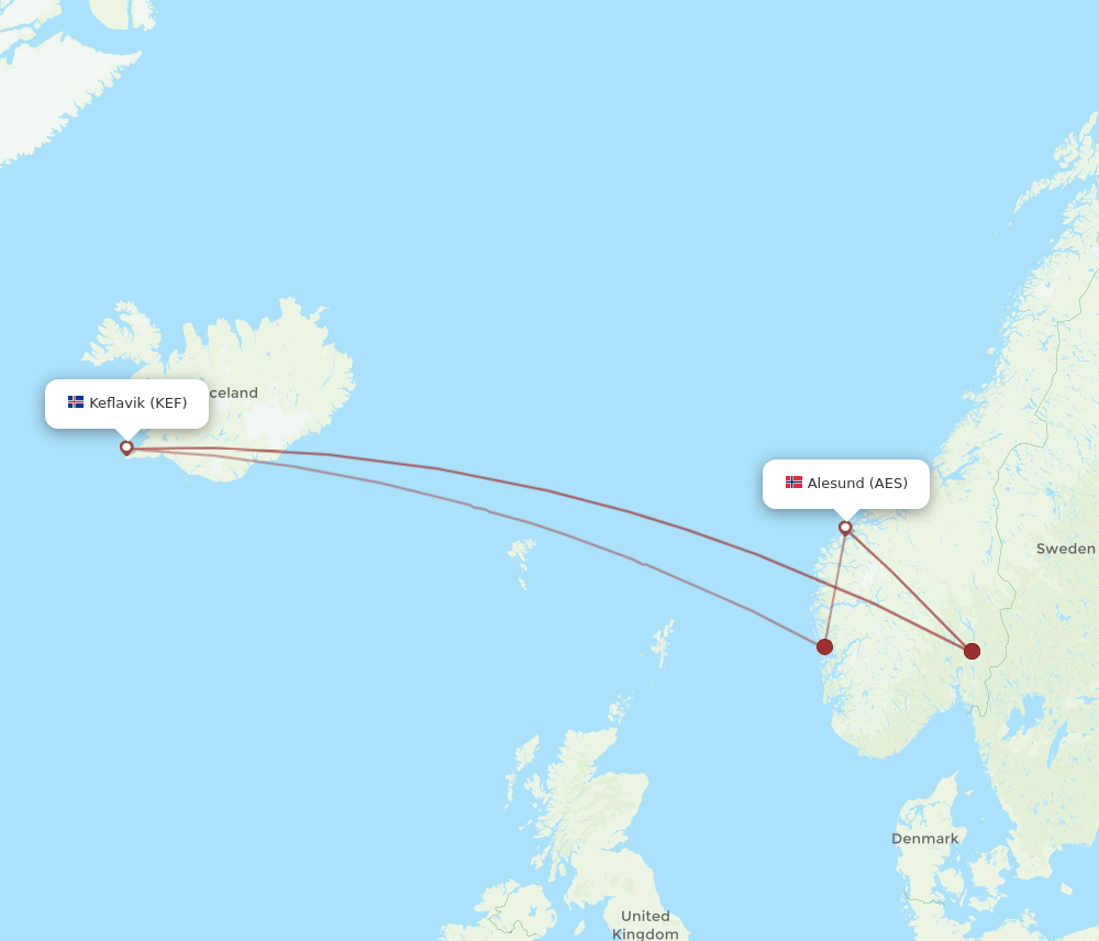 AES-KEF flight routes