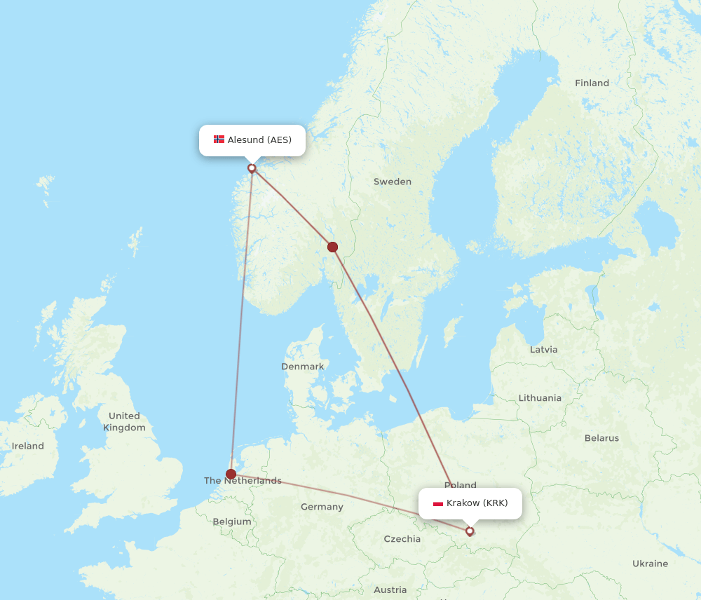 AES-KRK flight routes