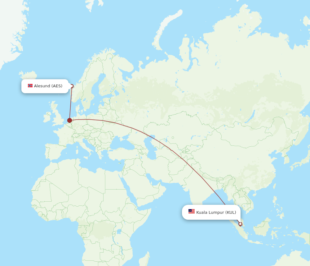 AES-KUL flight routes