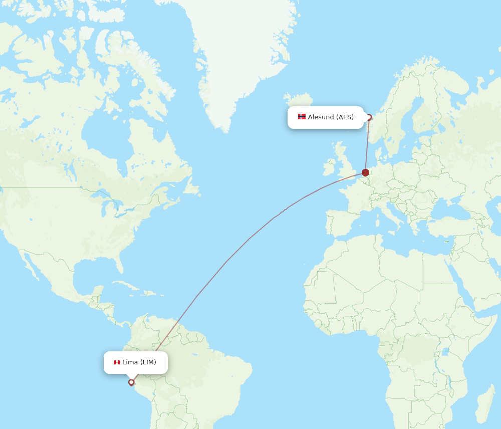 LIM to AES flights and routes map