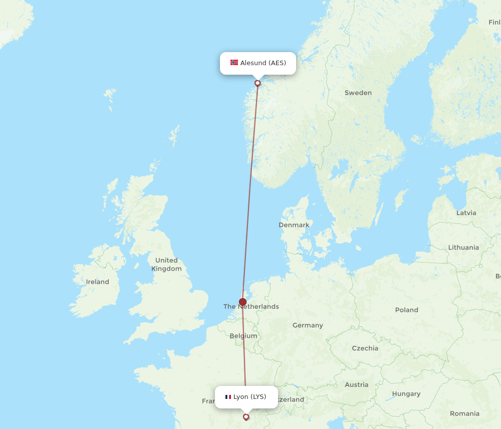 AES to LYS flights and routes map