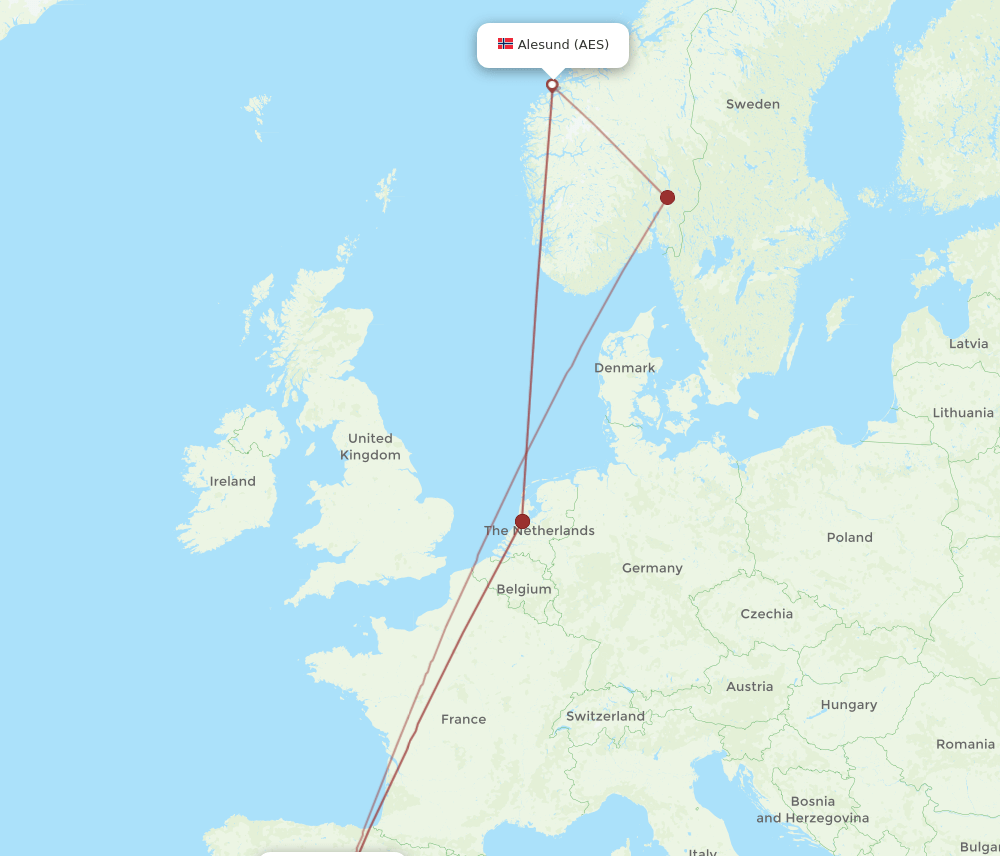 AES-MAD flight routes
