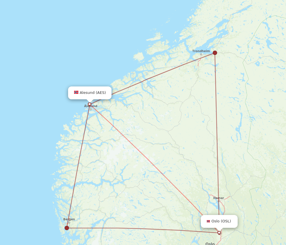 AES to OSL flights and routes map