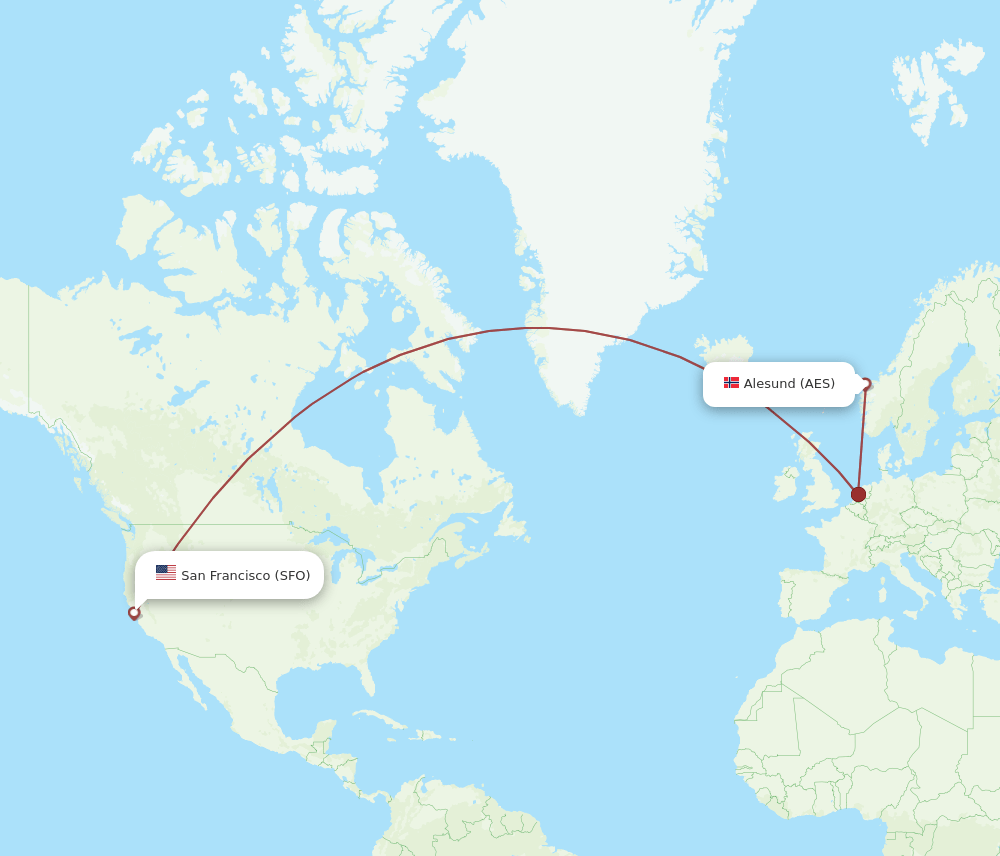 AES-SFO flight routes