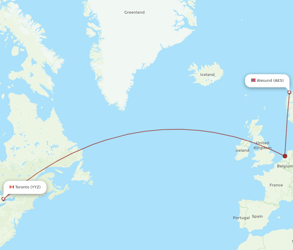 AES-YYZ flight routes