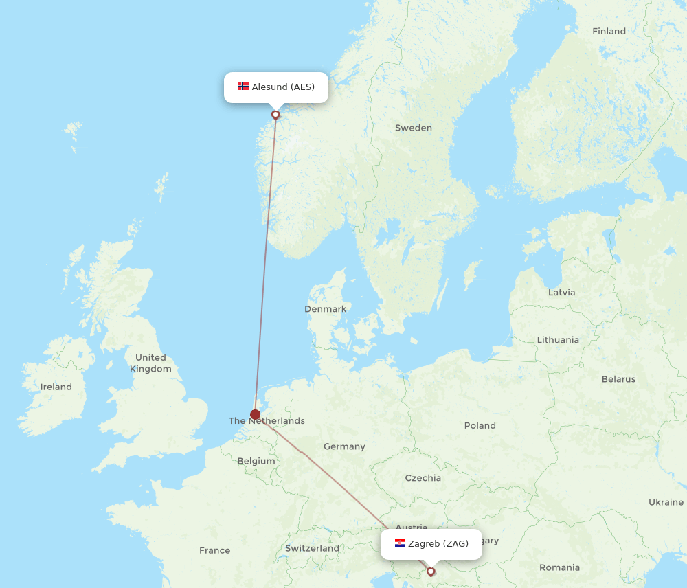 AES-ZAG flight routes