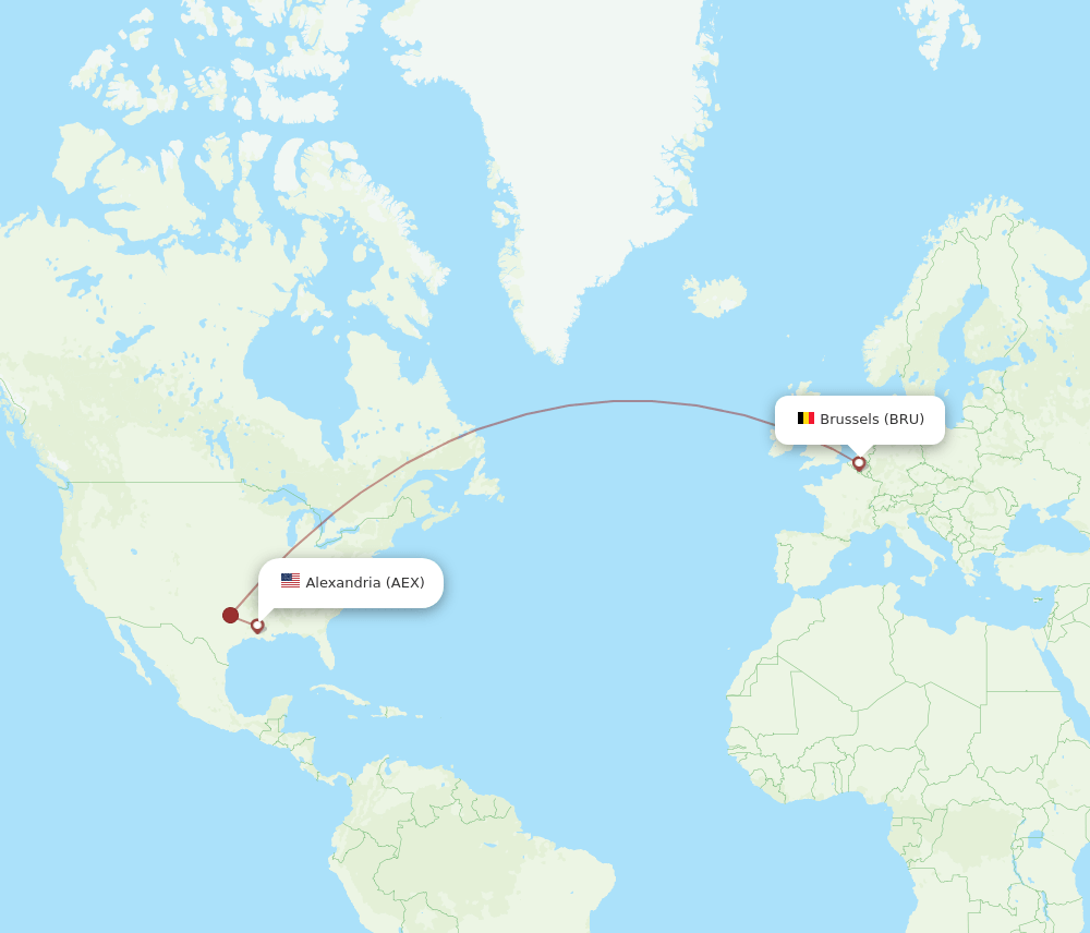 AEX-BRU flight routes
