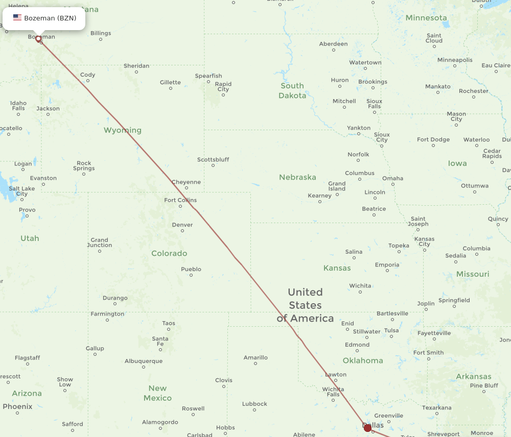AEX-BZN flight routes