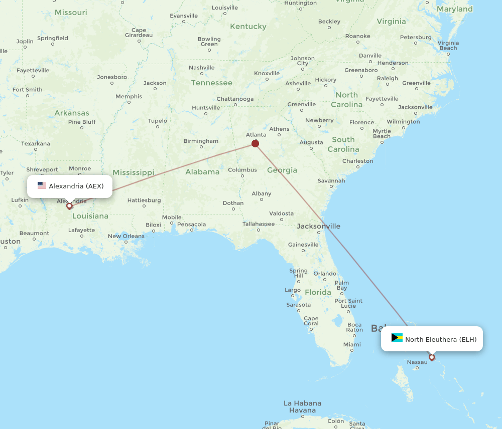 AEX-ELH flight routes